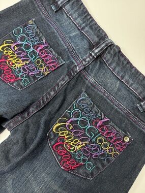 Coogi Girls Size 10 Dark Wash Jeans Embroidered Logo Pocket Denim